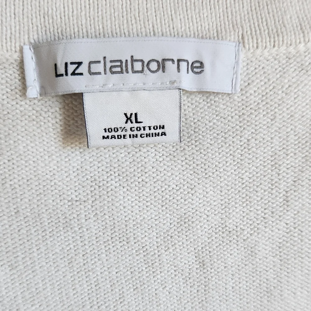 Vintage 90s Liz Claiborne Cotton Argyle Academia Sweater Size L⚘️HP⚘️ - Picture 6 of 8